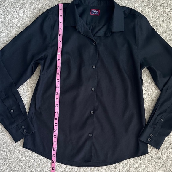 UNTUCKit Women's 100% Cotton Long Sleeve Button-Down Blouse Black 6 Classic - Picture 9 of 10